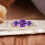 Vintage Mixed Cut Amethyst Eternity Wedding Band - Additional view