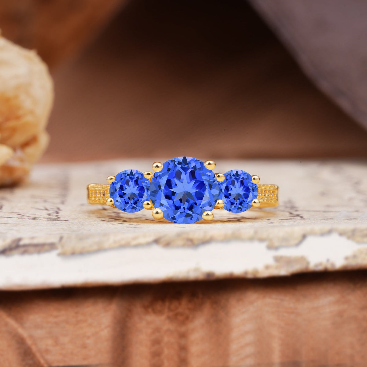 Vintage Mixed Cut Sapphire Eternity Wedding Band - Additional view