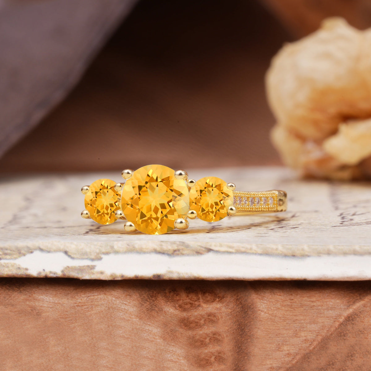 Vintage Mixed Cut Citrine Eternity Wedding Band - Additional view