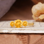 Vintage Mixed Cut Citrine Eternity Wedding Band - Additional view