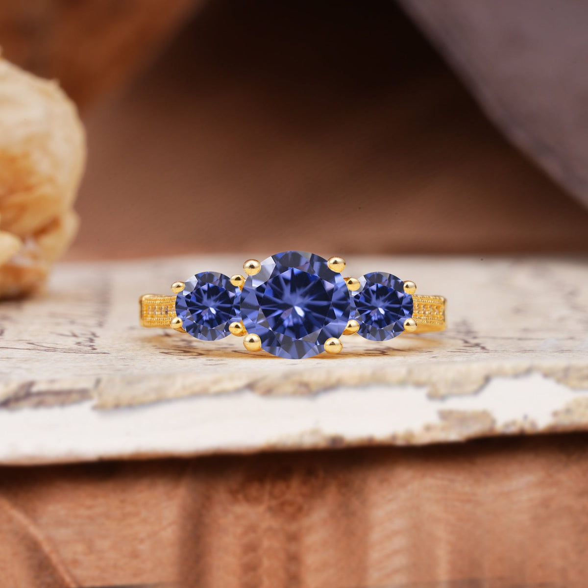 Vintage Mixed Cut Tanzanite Eternity Wedding Band - Additional view
