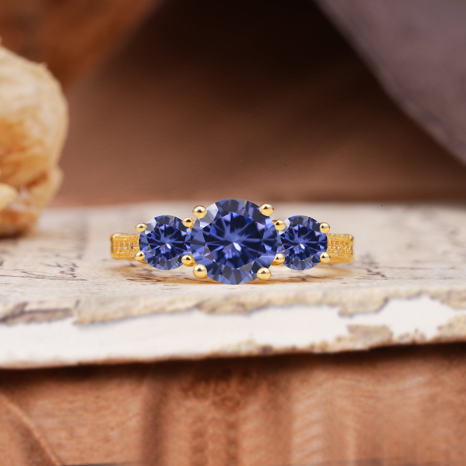 Vintage Mixed Cut Tanzanite Eternity Wedding Band - Additional view