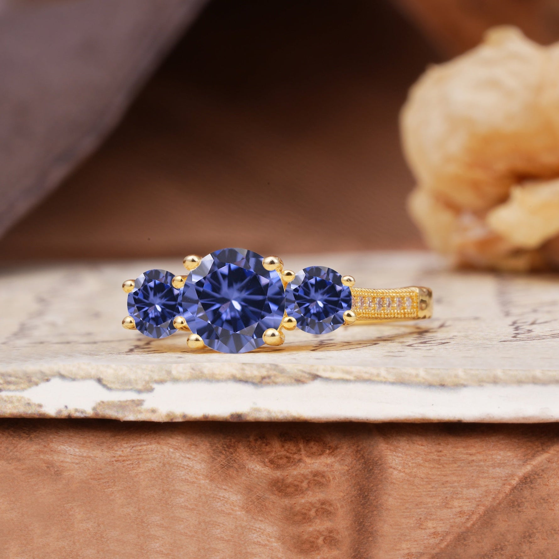 Vintage Mixed Cut Tanzanite Eternity Wedding Band - Additional view