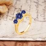 Vintage Mixed Cut Tanzanite Eternity Wedding Band - Additional view