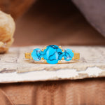 Vintage Mixed Cut Turquoise Eternity Wedding Band - Additional view