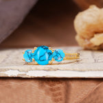 Vintage Mixed Cut Turquoise Eternity Wedding Band - Additional view