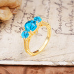 Vintage Mixed Cut Turquoise Eternity Wedding Band - Additional view