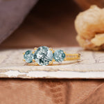 Vintage Mixed Cut Moss Agate Eternity Wedding Band - Additional view
