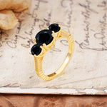 Vintage Mixed Cut Black Onyx Eternity Wedding Band - Additional view