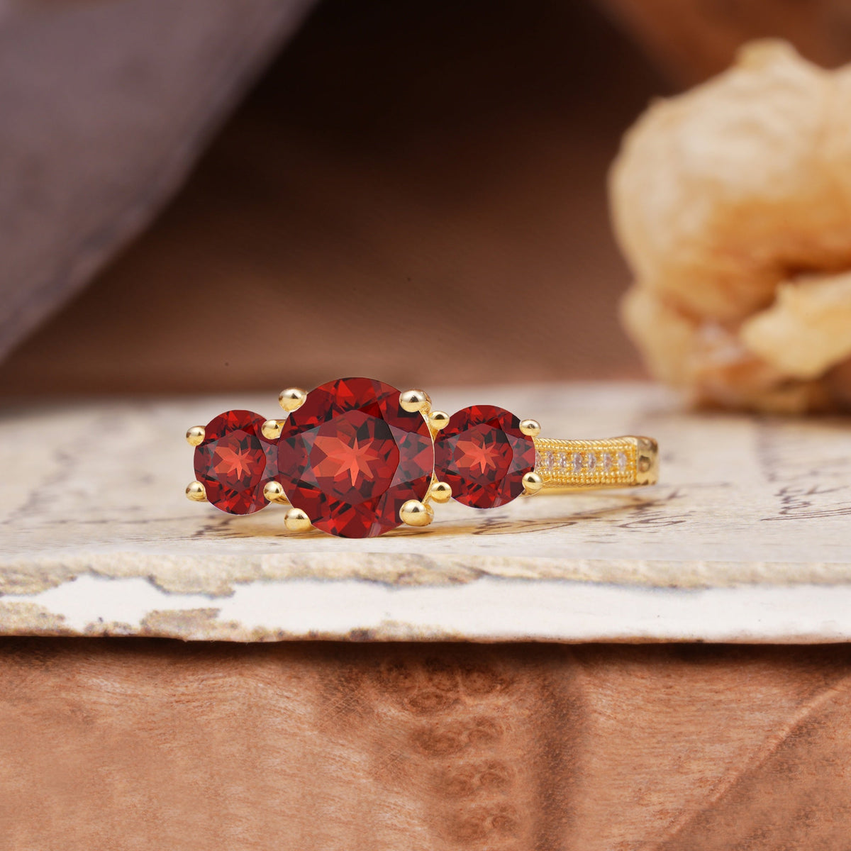 Vintage Mixed Cut Garnet Eternity Wedding Band - Additional view