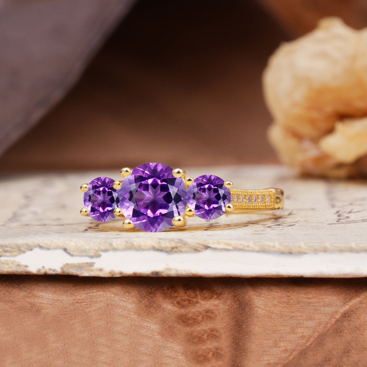Vintage Mixed Cut Amethyst Eternity Wedding Band - Additional view