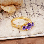 Vintage Mixed Cut Amethyst Eternity Wedding Band - Additional view