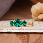 Vintage Mixed Cut Emerald Eternity Wedding Band - Additional view