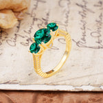 Vintage Mixed Cut Emerald Eternity Wedding Band - Additional view