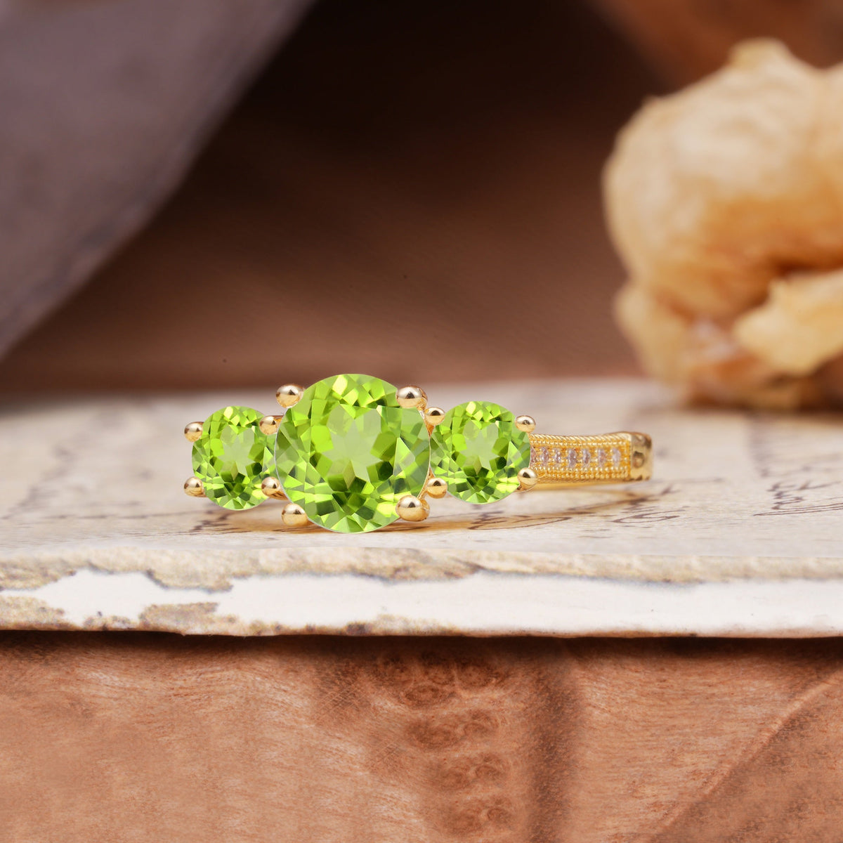 Vintage Mixed Cut Peridot Eternity Wedding Band - Additional view