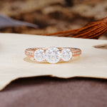 Classic Simplicity 4-Prong Round Cut Moissanite Three Stones Wedding Ring - Additional view