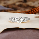 Classic Simplicity 4-Prong Round Cut Lab Diamond Three Stones Wedding Ring - Additional view