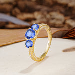 Classic Simplicity 4-Prong Round Cut Sapphire Three Stones Wedding Ring - Additional view