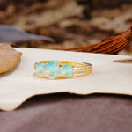 Classic Simplicity 4-Prong Round Cut Fire Opal Three Stones Wedding Ring - Additional view