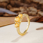 Classic Simplicity 4-Prong Round Cut Citrine Three Stones Wedding Ring - Additional view
