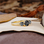 Classic Simplicity 4-Prong Round Cut Black Rutilated Quartz Three Stones Wedding Ring - Additional view