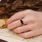 Classic Simplicity 4-Prong Round Cut Black Onyx Three Stones Wedding Ring - Additional view