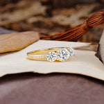 Classic Simplicity 4-Prong Round Cut Lab Diamond Three Stones Wedding Ring - Additional view