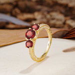 Classic Simplicity 4-Prong Round Cut Garnet Three Stones Wedding Ring - Additional view