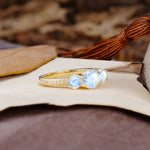 Classic Simplicity 4-Prong Round Cut Moonstone Three Stones Wedding Ring - Additional view