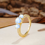 Classic Simplicity 4-Prong Round Cut Moonstone Three Stones Wedding Ring - Additional view