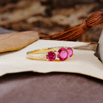 Classic Simplicity 4-Prong Round Cut Ruby Three Stones Wedding Ring - Additional view