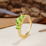 Classic Simplicity 4-Prong Round Cut Peridot Three Stones Wedding Ring - Additional view