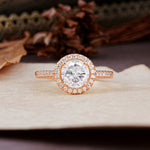 Luxurious, Vintage, and Dazzling 4-Prong Round-Cut Moissanite Engagement Ring - Additional view