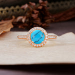 Luxurious, Vintage, and Dazzling 4-Prong Round-Cut Turquoise Engagement Ring - Additional view