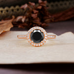 Luxurious, Vintage, and Dazzling 4-Prong Round-Cut Black Onyx Engagement Ring - Additional view