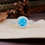 Luxurious, Vintage, and Dazzling 4-Prong Round-Cut Turquoise Engagement Ring - Additional view