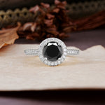 Luxurious, Vintage, and Dazzling 4-Prong Round-Cut Black Onyx Engagement Ring - Additional view