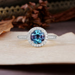 Luxurious, Vintage, and Dazzling 4-Prong Round-Cut Alexandrite Engagement Ring - Additional view