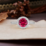Luxurious, Vintage, and Dazzling 4-Prong Round-Cut Ruby Engagement Ring - Additional view