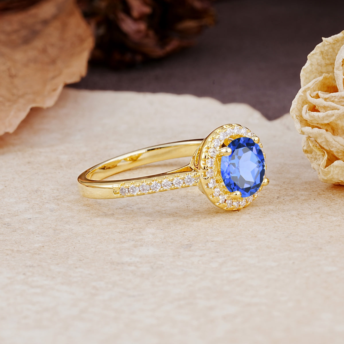 Luxurious, Vintage, and Dazzling 4-Prong Round-Cut Sapphire Engagement Ring - Additional view