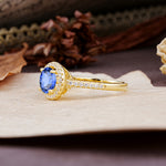 Luxurious, Vintage, and Dazzling 4-Prong Round-Cut Sapphire Engagement Ring - Additional view