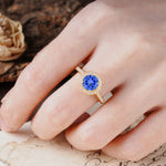 Luxurious, Vintage, and Dazzling 4-Prong Round-Cut Sapphire Engagement Ring - Additional view