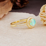 Luxurious, Vintage, and Dazzling 4-Prong Round-Cut Fire Opal Engagement Ring - Additional view