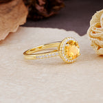 Luxurious, Vintage, and Dazzling 4-Prong Round-Cut Citrine Engagement Ring - Additional view