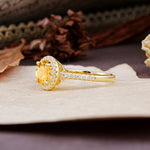 Luxurious, Vintage, and Dazzling 4-Prong Round-Cut Citrine Engagement Ring - Additional view