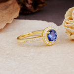 Luxurious, Vintage, and Dazzling 4-Prong Round-Cut Tanzanite Engagement Ring - Additional view