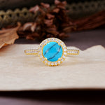 Luxurious, Vintage, and Dazzling 4-Prong Round-Cut Turquoise Engagement Ring - Additional view
