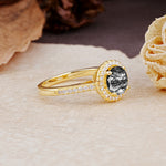 Luxurious, Vintage, and Dazzling 4-Prong Round-Cut Black Rutilated Quartz Engagement Ring - Additional view