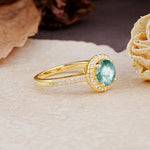 Luxurious, Vintage, and Dazzling 4-Prong Round-Cut Moss Agate Engagement Ring - Additional view