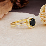 Luxurious, Vintage, and Dazzling 4-Prong Round-Cut Black Onyx Engagement Ring - Additional view